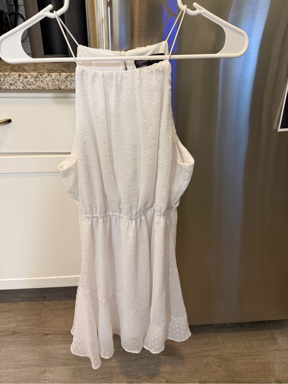 White Eyelet Halter Dress